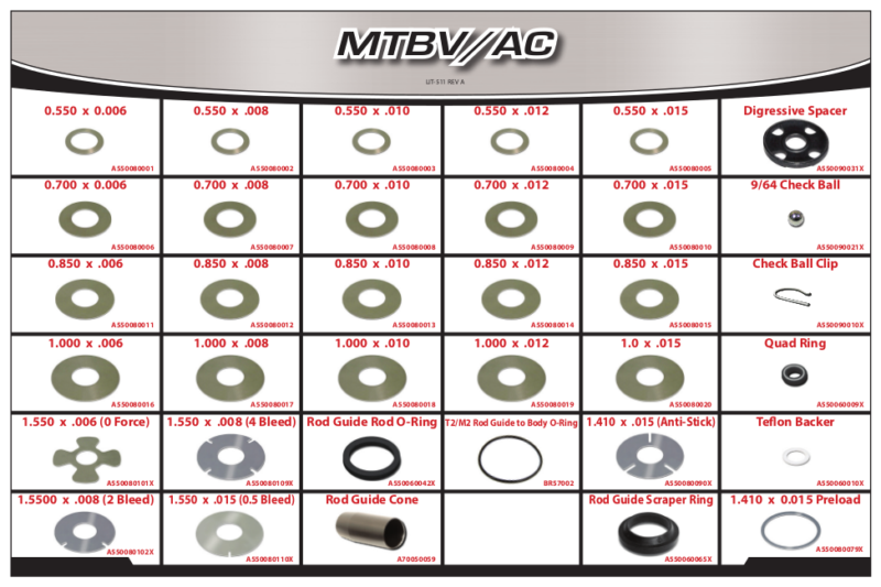 AFCO Shock Repair Kit - Monotube Base Valve Accessory Kit - MTBV/AC MTBV/AC