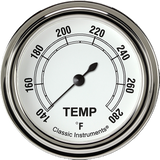 Classic Instruments Classic White 2 5/8" Short Sweep Water Temperature Gauge - CW326SLF-08