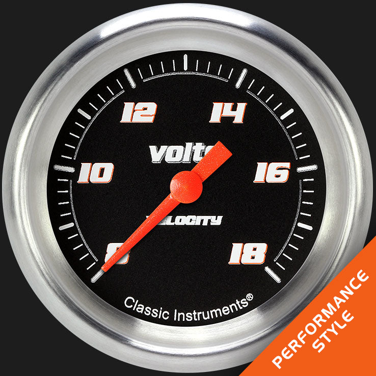 Classic Instruments Velocity Black2 5/8" Voltage Gauge - VS330BAPF