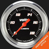 Classic Instruments Velocity Black2 5/8" Voltage Gauge - VS330BAPF