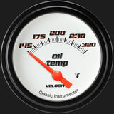 Classic Instruments Velocity White 2 5/8" Oil Temperature Gauge - VS228WBLF