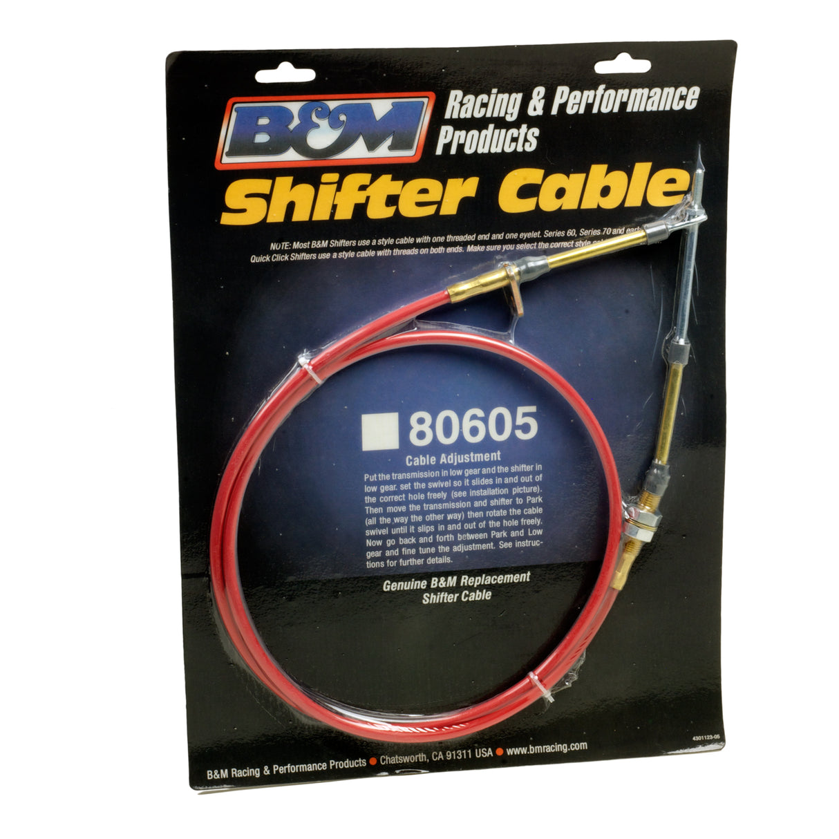 B&M Performance Shifter Cable - 5-Foot Length - Red - 80605