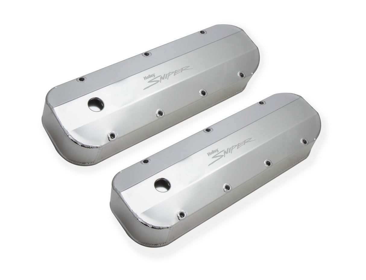 Holley 890002 Sniper Valve Cover - Fabricated Aluminum - BBC - Natural Anodized