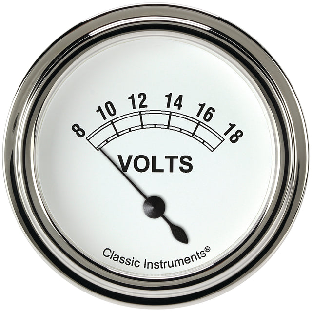 Classic Instruments Classic White 2-5/8" Volt Gauge - CW230SLF