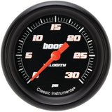 Classic Instruments Velocity Black 2-5/8" Boost Gauge (30 PSI) - VS342BBPF