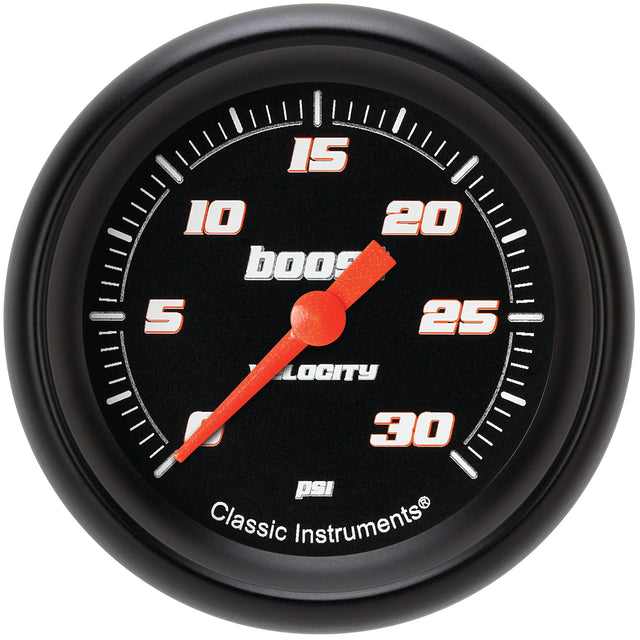 Classic Instruments Velocity Black 2-5/8" Boost Gauge (30 PSI) - VS342BBPF