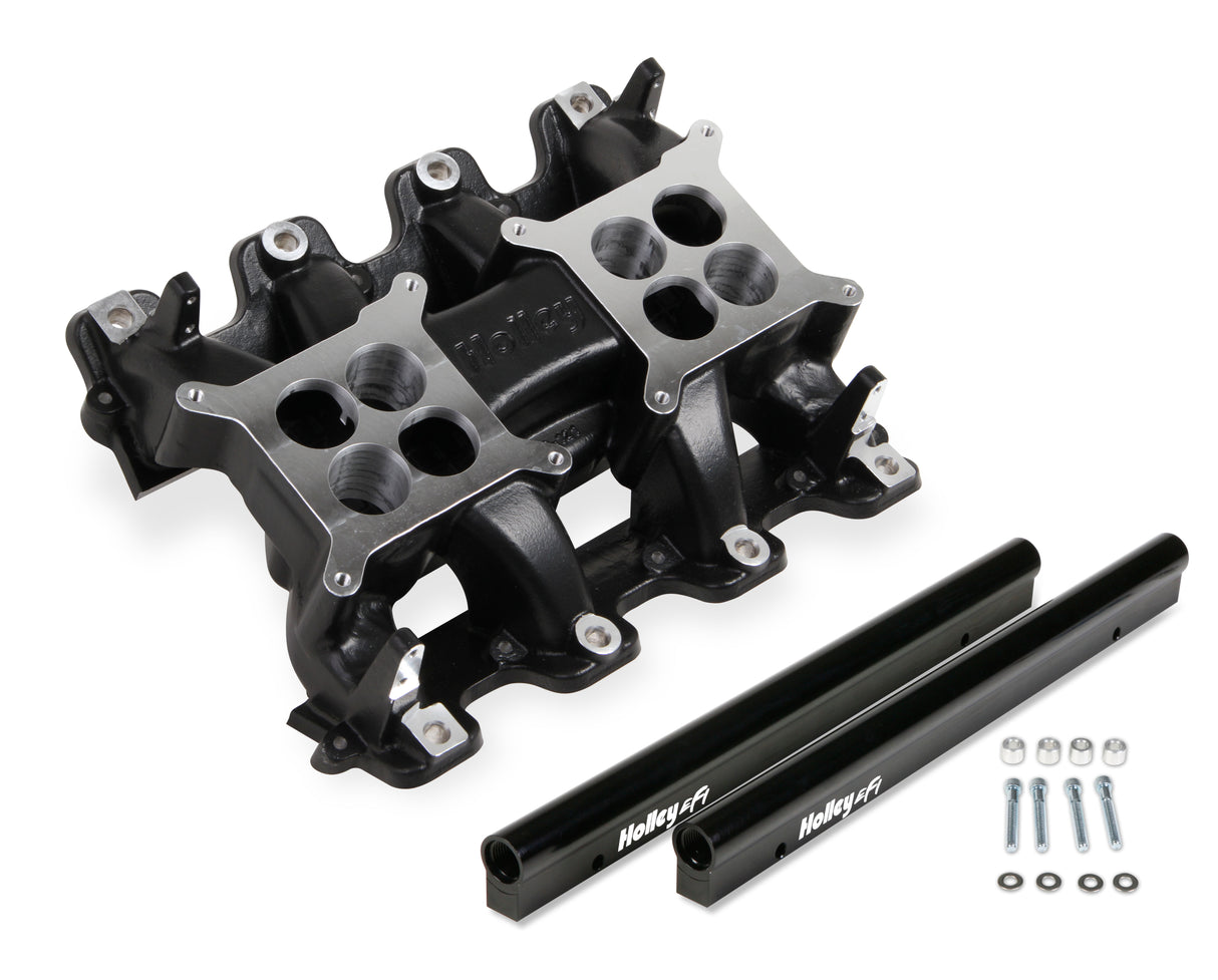 Holley 300-121BK LS EFI Manifold - 2x4 Dual Plane - Black GM LS1/LS2/LS6