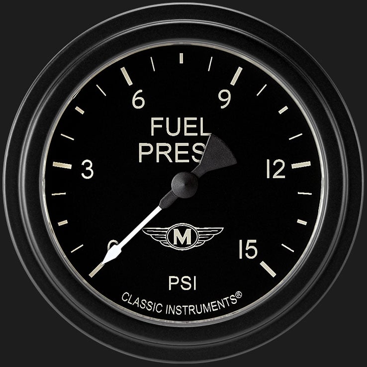 Classic Instruments Moal Bomber 2 5/8" Fuel Pressure Gauge, 15 psi - MA345BLF