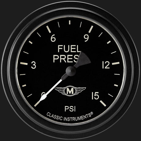 Classic Instruments Moal Bomber 2 5/8" Fuel Pressure Gauge, 15 psi - MA345BLF