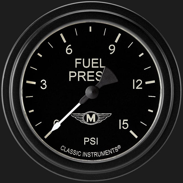 Classic Instruments Moal Bomber 2 5/8" Fuel Pressure Gauge, 15 psi - MA345BLF