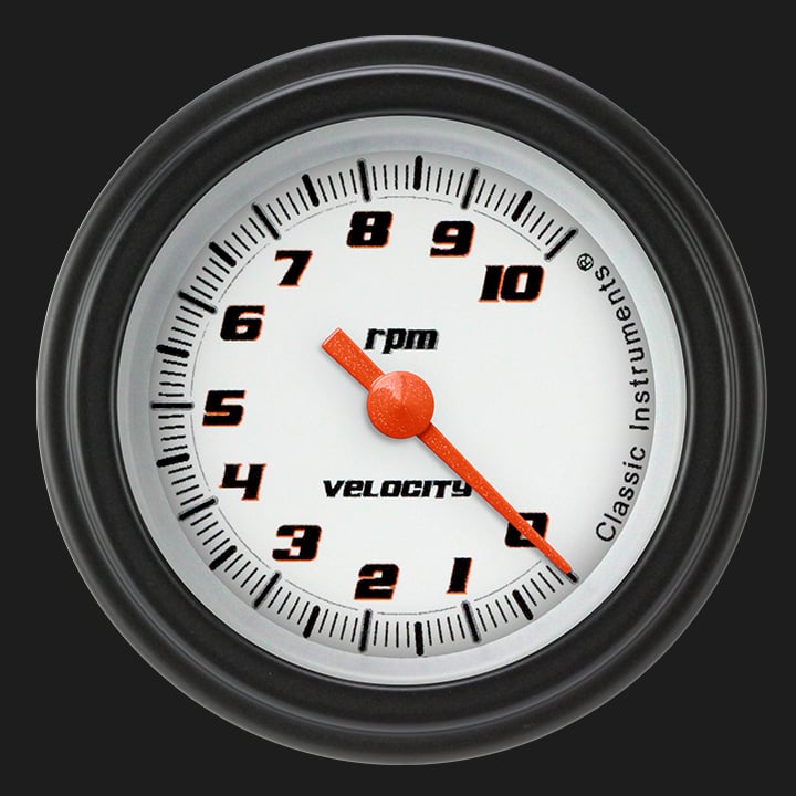 Classic Instruments Velocity White 2 1/8" Tachometer - VS183WBLF