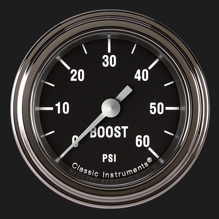 Classic Instruments Hot Rod 2 1/8" Boost Gauge, 60 psi - HR143SLF