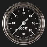 Classic Instruments Hot Rod 2 1/8" Boost Gauge, 60 psi - HR143SLF