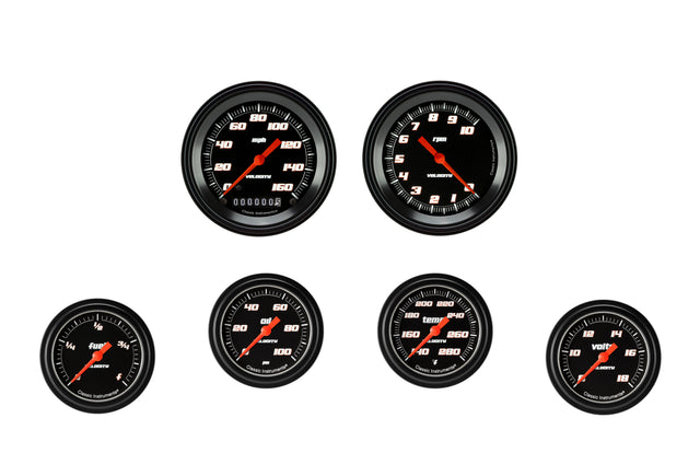 Classic Instruments Velocity Black Six Gauge Set 301 - VS301BBLF