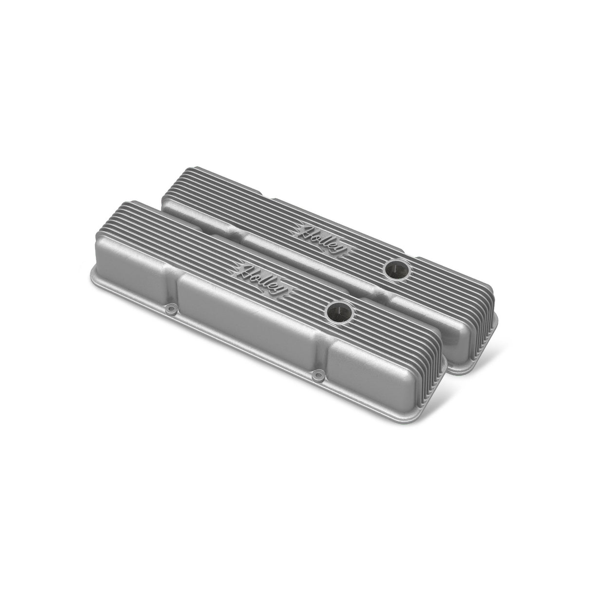 Holley 241-240 Valve Covers - Vintage Series - Finned - SBC - Natural