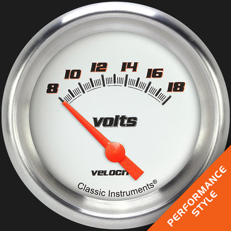 Classic Instruments Velocity White 2 5/8" Volt Gauge - VS230WAPF