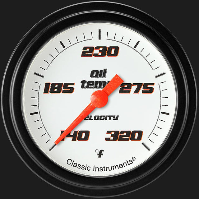 Classic Instruments Velocity White 2 5/8" Oil Temperature Gauge - VS328WBLF