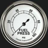 Classic Instruments Classic White 2 5/8" Fuel Pressure Gauge, 100 psi - CW346SLF
