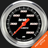 Classic Instruments Velocity Black 2 5/8" Brake Pressure Gauge - VS367BAPF