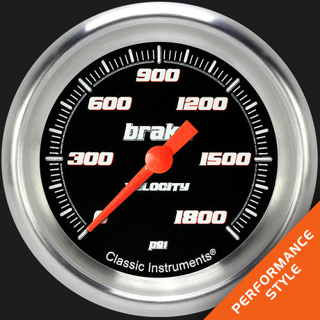 Classic Instruments Velocity Black 2 5/8" Brake Pressure Gauge - VS367BAPF