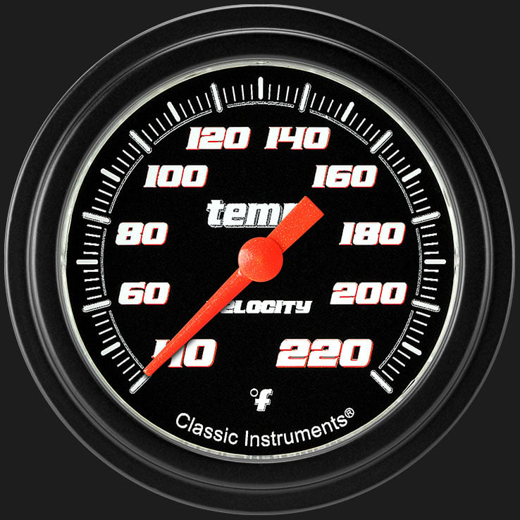 Classic Instruments Velocity Black 2 5/8" Stock Eliminator Temp. Gauge - VS329BBLF