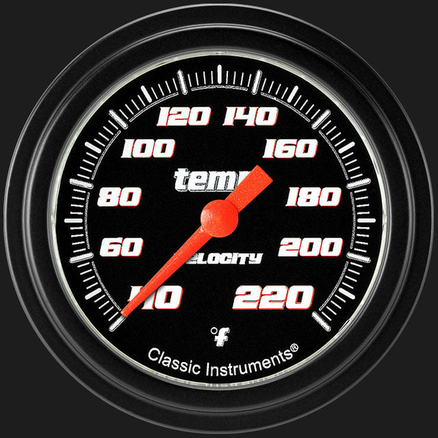 Classic Instruments Velocity Black 2 5/8" Stock Eliminator Temp. Gauge - VS329BBLF