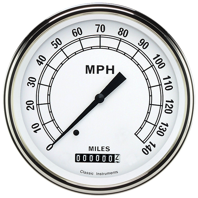 Classic Instruments CLASSIC WHITE 5IN SPEEDO 140 MPH - CW56SLC