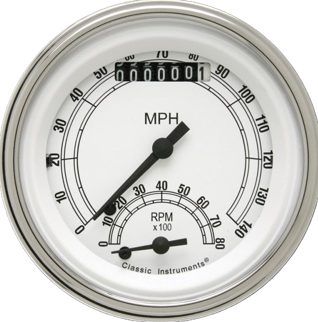 Classic Instruments Classic White 3" Ultimate Speedometer Gauge - CW20SLC
