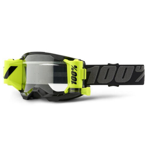 100% Strata 2 Forecast Moto Goggle Black Clear Lens