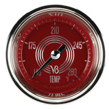 Classic Instruments V8 Red Steelie 2-1/8" Full Sweep Water Temp Gauge - V8RS126SHC-06
