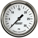 Classic Instruments White Hot 2 5/8" Boost Gauge, 30 psi - WH342SLF