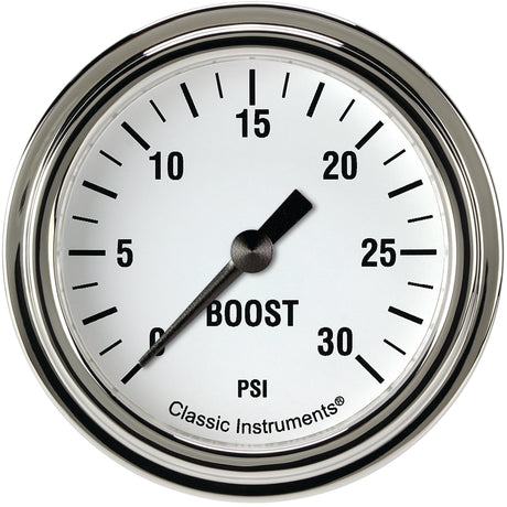 Classic Instruments White Hot 2 5/8" Boost Gauge, 30 psi - WH342SLF