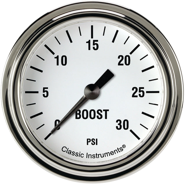 Classic Instruments White Hot 2 5/8" Boost Gauge, 30 psi - WH342SLF