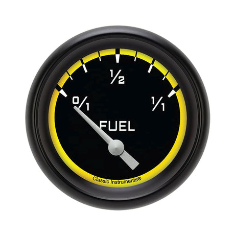 Classic Instruments Autocross Yellow 2 5/8" Fuel Gauge, 75-10 ohm - AX211YBLF
