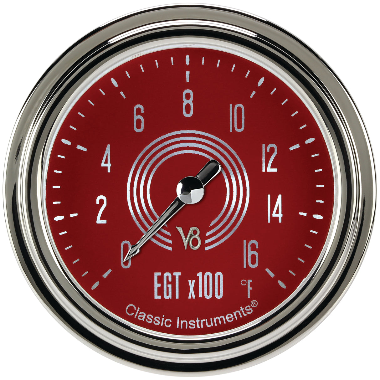 Classic Instruments V8 Red Steelie 2-5/8" Exhaust Gas Tempature Gauge - V8RS398SLC