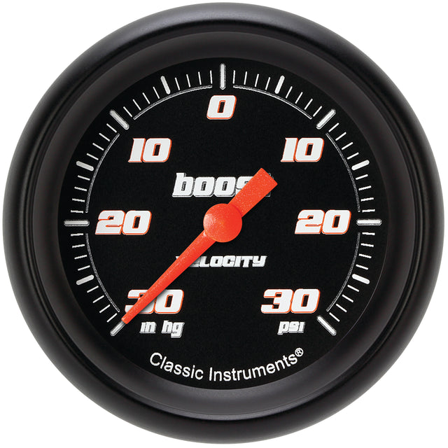 Classic Instruments Velocity Black 2-5/8" Boost/Vac Gauge - VS341BBPF