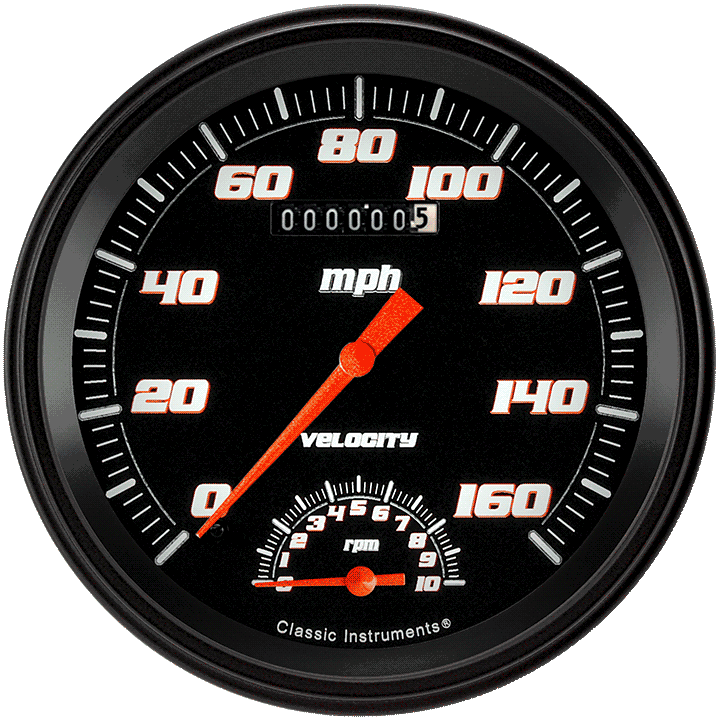 Classic Instruments VELOCITY BLACK 5IN SPEEDTACHULAR - VS50BBLC