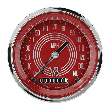 Classic Instruments V8 RED STEELIE 3IN SPEEDO 140mph - V8RS55SLC