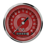 Classic Instruments V8 RED STEELIE 3IN SPEEDO 140mph - V8RS55SLF