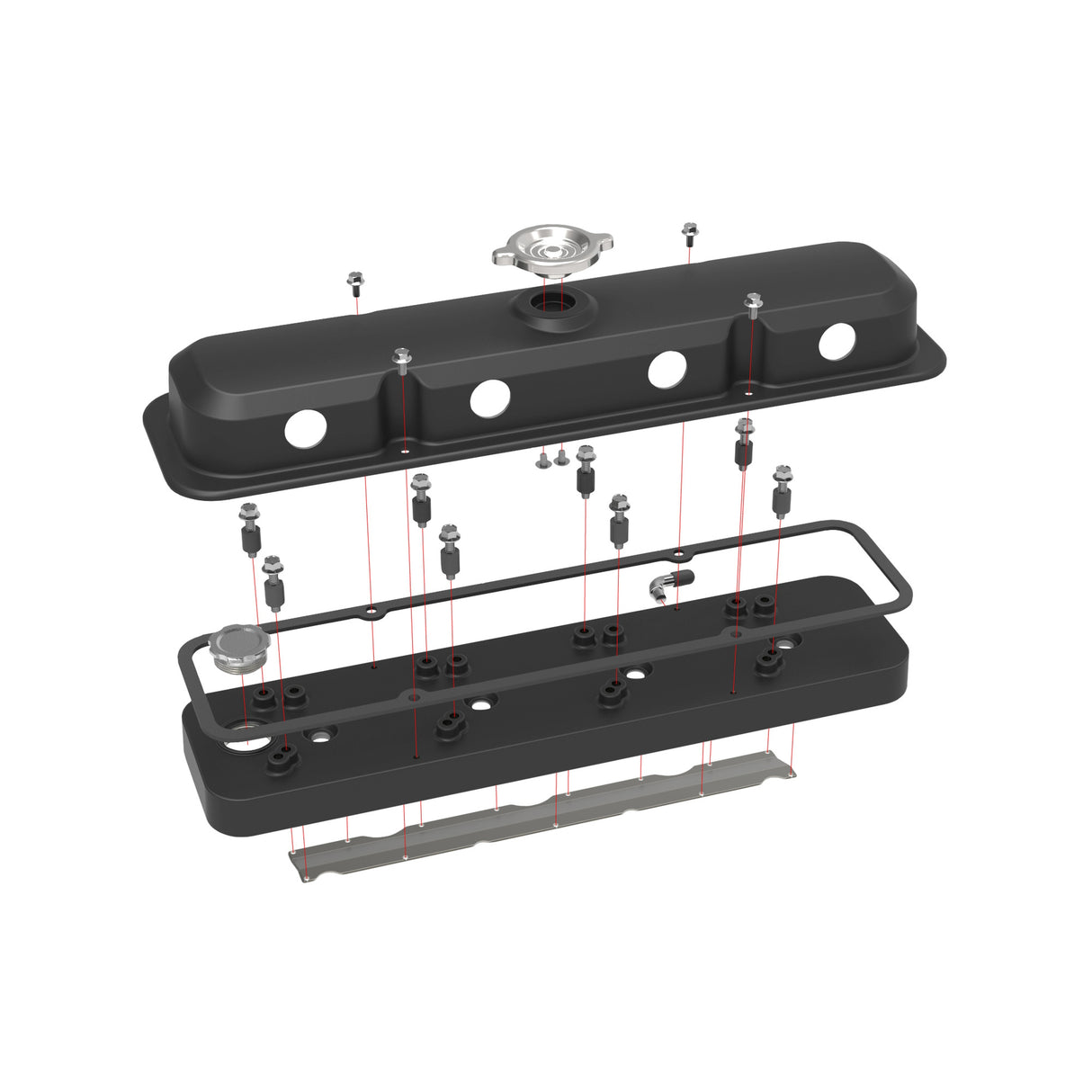 Holley 241-192 2-Piece Pontiac Style Valve Cover - Gen III/IV LS - Satin Black