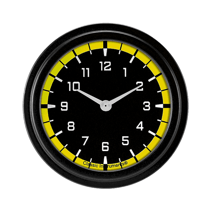 Classic Instruments AutoCross Yellow 2 5/8" Clock - AX92YBLF