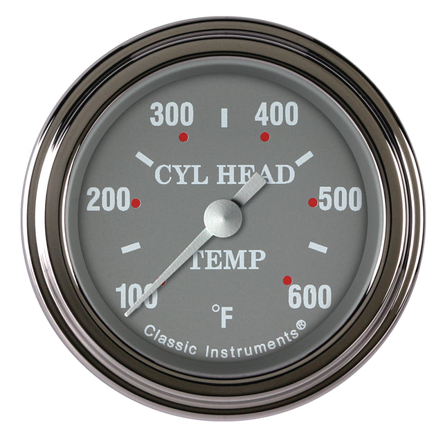 Classic Instruments Silver Gray 2-1/8" Cylinder Head Tempature Gauge - SG197SLF