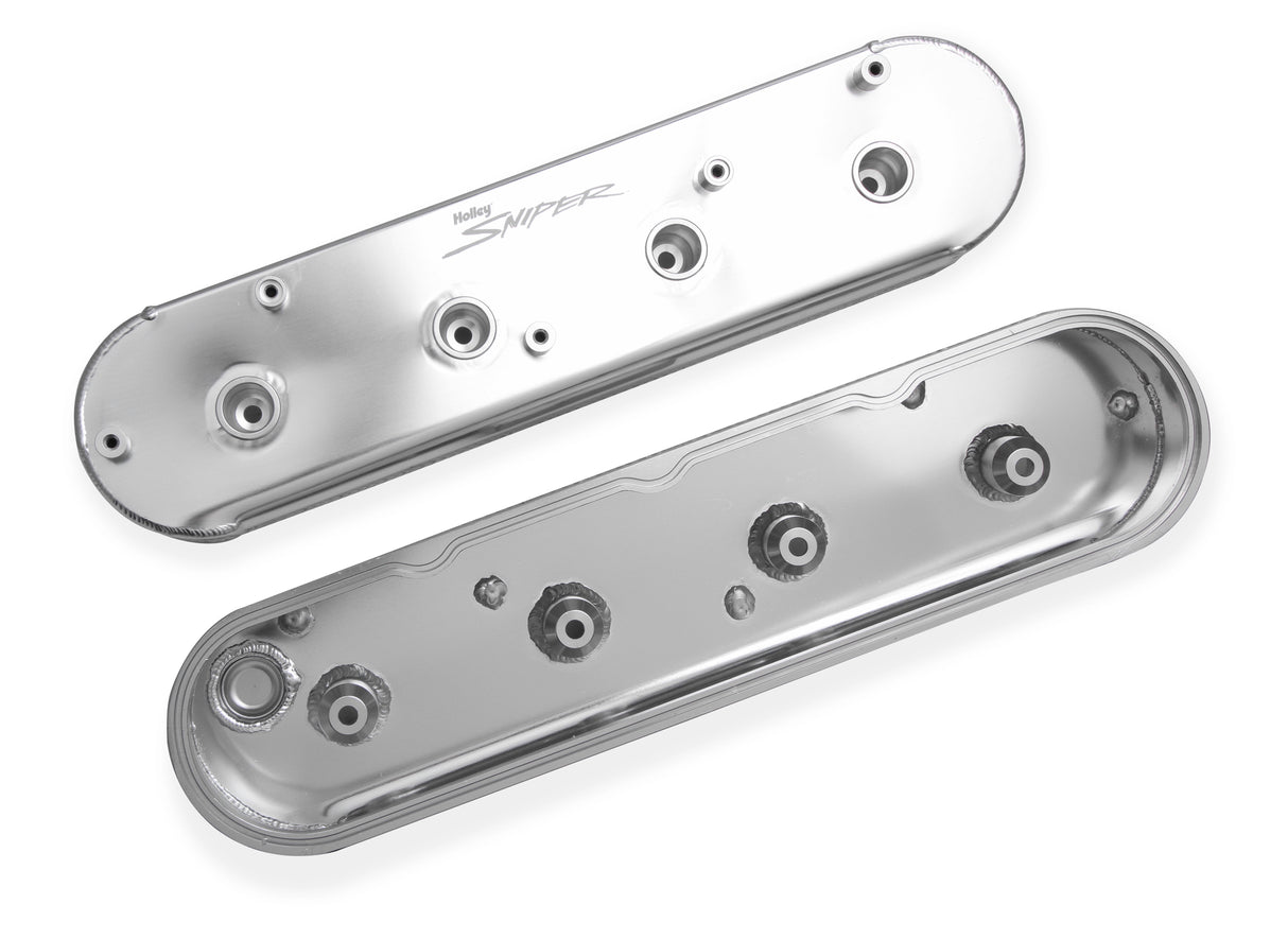 Holley 890014 Sniper Valve Cover - Fabricated Aluminum - GM LS Engines - Natural Anodized