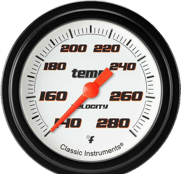 Classic Instruments Velocity White 2 5/8" Full Sweep Water Temperature Gauge - VS326WBLF-12