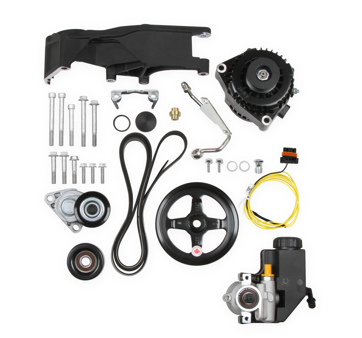 Holley 20-156BK Low-Mount LS Drive System (Alt, P/S w/o A/C) Driver's Side- Black Finish
