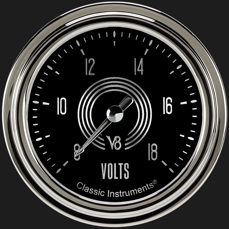 Classic Instruments V8 Speedster 2 5/8" Voltage Gauge - V8SR330SLC