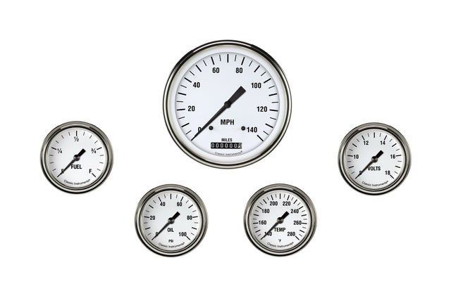 Classic Instruments White Hot Five Gauge Set 354 - WH354SLF