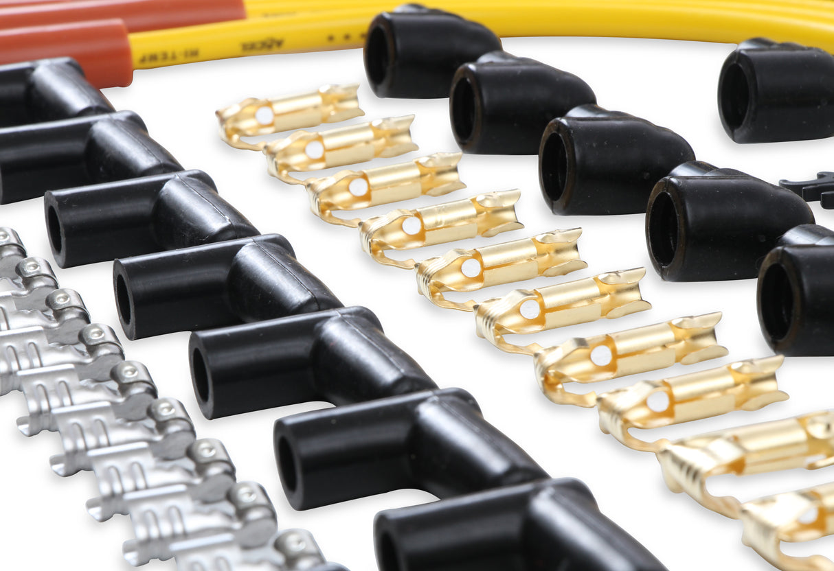 ACCEL Spark Plug Wire Set - 8mm - Yellow with Orange Straight Boots - 4040