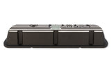 Scott Drake Aluminum Valve Cover w/302 Powered by Ford Logo Wrinkle Black Finish - 6A582-302