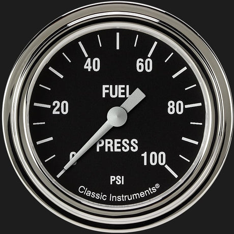 Classic Instruments Hot Rod 2 5/8" Fuel Pressure Gauge, 100 psi - HR346SLF
